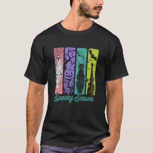 Spooky Season Halloween Ghost, Black cat, Pumpkin, T-Shirt