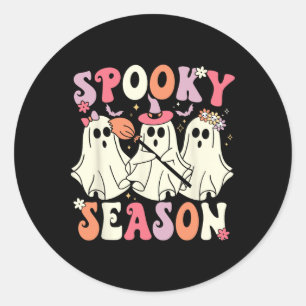 Spooky Season Halloween Ghost Costume Retro Groovy Classic Round Sticker