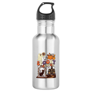 Spooky Season Halloween Ghost Pumpkin Black Cat Ha 532 Ml Water Bottle