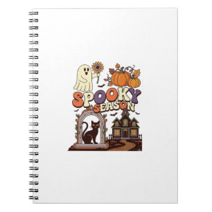 Spooky Season Halloween Ghost Pumpkin Black Cat Ha Notebook
