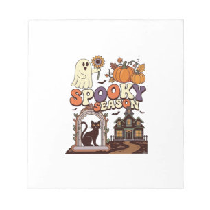 Spooky Season Halloween Ghost Pumpkin Black Cat Ha Notepad