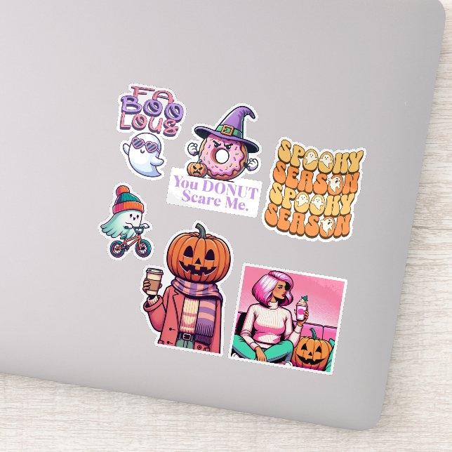 Spooky Season Halloween Ghosts and Pumpkins (Detail)