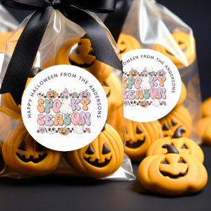 Spooky Season Halloween Groovy Treat Bag Sticker