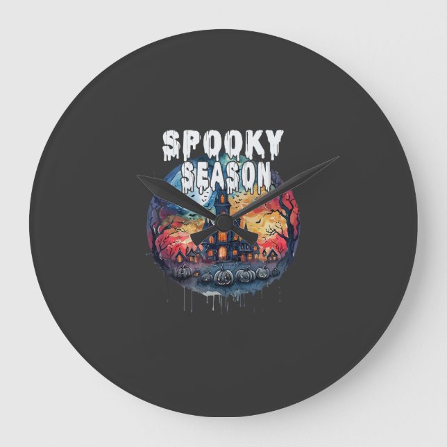 Spooky Season Halloween Large Clock (Front)