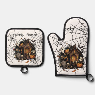 Spooky Season Halloween Oven Mitt & Pot Holder Set