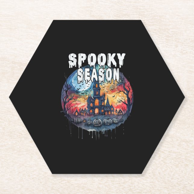 Spooky Season Halloween Paper Coaster (Front)