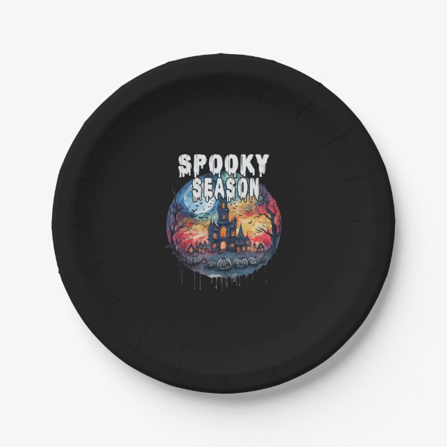 Spooky Season Halloween Paper Plate (Front)