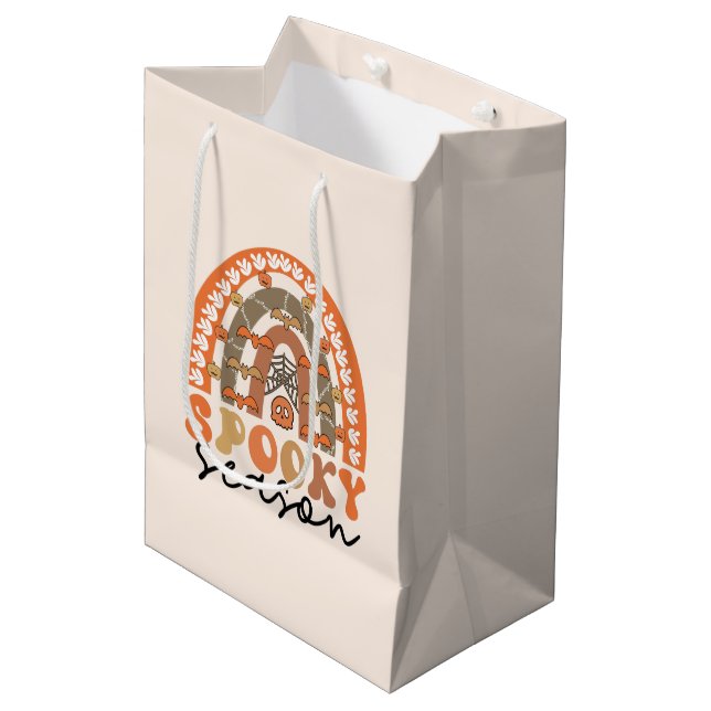 Spooky Season Halloween Rainbow Fall Medium Gift Bag (Front Angled)