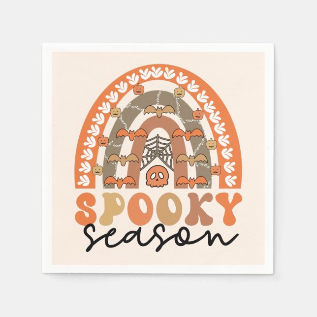 Spooky Season Halloween Rainbow Fall Napkin (Front)