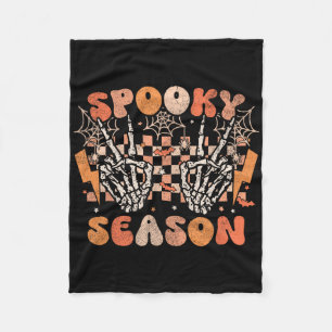 Spooky Season Halloween Skeleton Costume Retro Gro Fleece Blanket