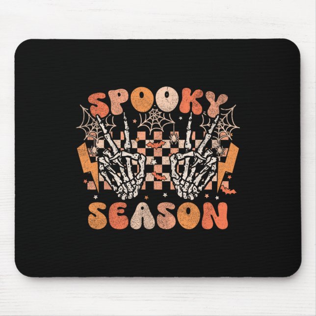 Spooky Season Halloween Skeleton Costume Retro Gro Mouse Mat (Front)