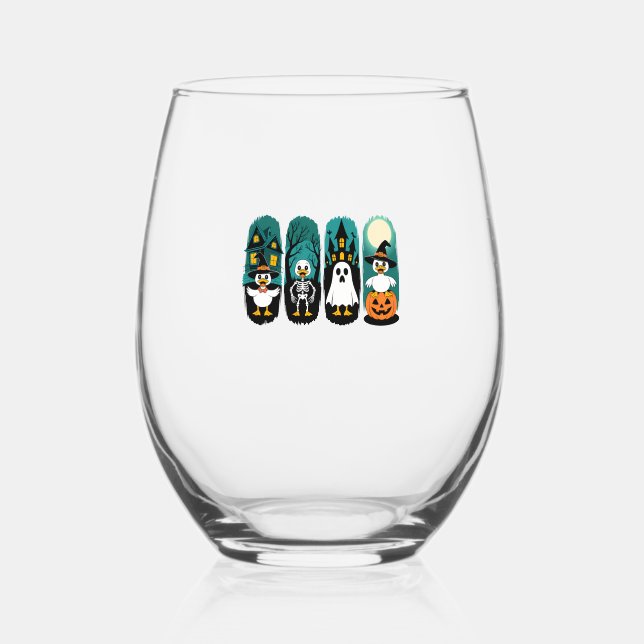 Spooky Season Halloween Stemless Wine Glass (Front)