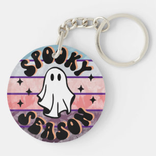 Spooky Season Halloween White Sheet Ghost Key Ring