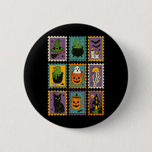 Spooky Season Halloween Witchy Ghost Pumpkin Black 6 Cm Round Badge