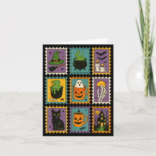 Spooky Season Halloween Witchy Ghost Pumpkin Black Card