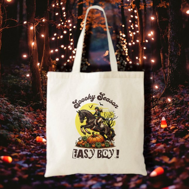 Spooky Season Horse Tote Bag (Get ready for spooky season with our equestrian funny Halloween merchandise!)