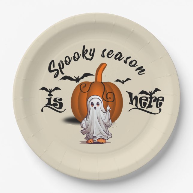 Spooky season is here funny halloween paper plate (Front)
