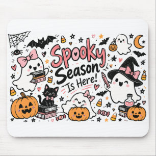 Spooky Season Is Here Halloween Whiteboard Doodle Mouse Mat