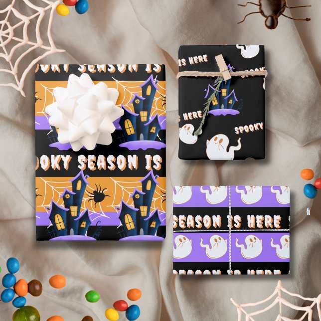 Spooky Season Is Here With Halloween Colour Vibes Wrapping Paper Sheet (Creator Uploaded)