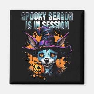 Spooky Season Is In Session Witch Dog Halloween Magnet