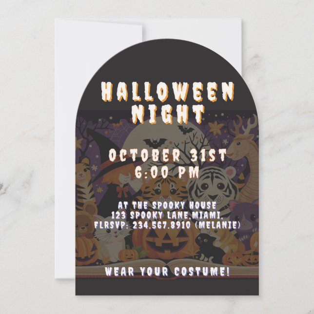 Spooky Season Magical Forest Creatures Invitation (Front)