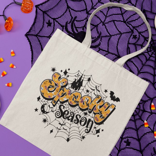 Spooky Season Modern Halloween Script Tote Bag (Creator Uploaded)
