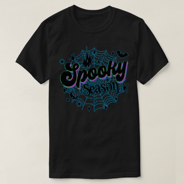 Spooky Season Neon Spiderweb TShirt (Design Front)