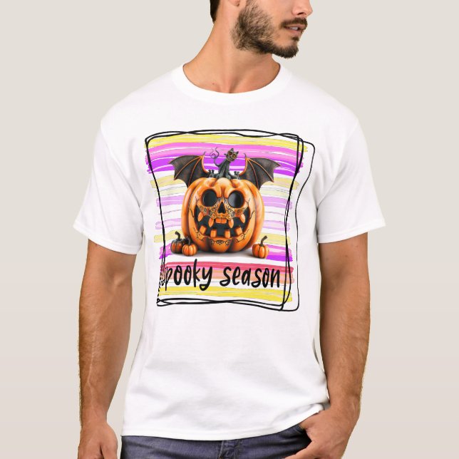 Spooky Season Night Happy Halloween Scary Ghost T-Shirt (Front)