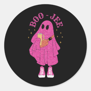 Spooky Season Pink Ghost Halloween Costume Boujee Classic Round Sticker