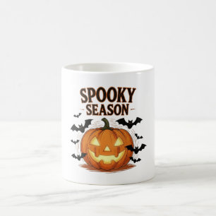Spooky Season Pumpkin & Bats Fall Halloween Coffee Mug