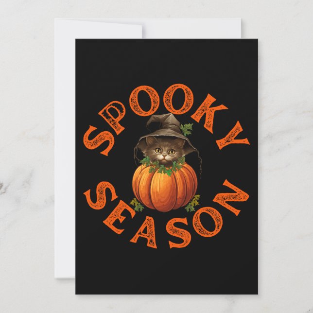 Spooky Season Pumpkin Cat Invitation (Front)