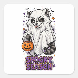 Spooky Season Racoon Ghost Halloween Sticker