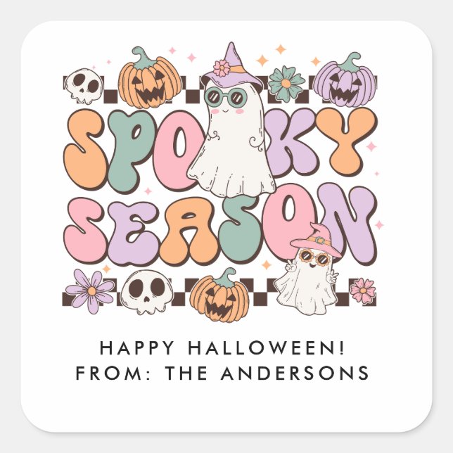 Spooky Season Retro Groovy  Square Sticker (Front)