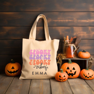 Spooky Season Retro Groovy Tote Bag