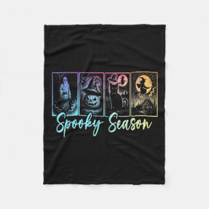 Spooky Season Retro Halloween Horror Ghost Pumpkin Fleece Blanket