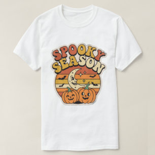 Spooky Season Retro Halloween Pumpkins & Moon T-Shirt