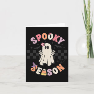 Spooky Season Retro Happy Halloween Ghost Women To Card