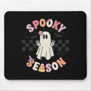 Spooky Season Retro Happy Halloween Ghost Women To Mouse Mat