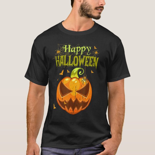 Spooky Season Retro Pumpkin Happy Halloween 1 T-Shirt (Front)