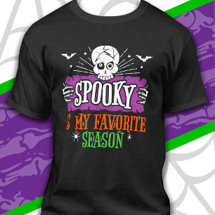 Spooky Season Scary Skeleton Bats Funny Halloween T-Shirt