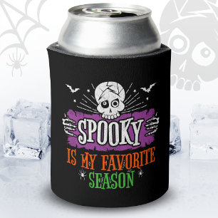 Spooky Season Scary Skeleton Bats Happy Halloween Can Cooler