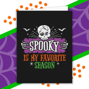 Spooky Season Scary Skeleton Bats Happy Halloween Card