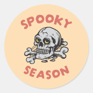 Spooky Season Scary Skull Halloween Classic Round Sticker