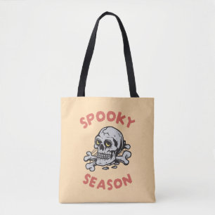 Spooky Season Scary Skull Halloween Tote Bag