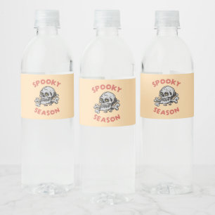 Spooky Season Scary Skull Halloween Water Bottle Label