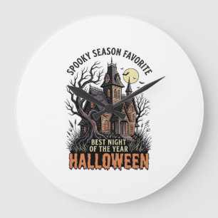 Spooky Season Shirt Haunted Manor Vintage Engravin Large Clock