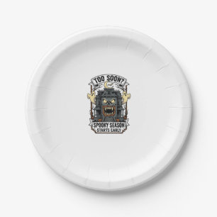 Spooky Season Shirt Vintage Engraving Halloween De Paper Plate