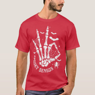 Spooky Season Skeleton Hand Spider Web Funny Hallo T-Shirt