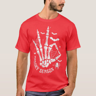 Spooky Season Skeleton Hand Spider Web Funny Hallo T-Shirt
