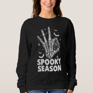 Spooky Season Skeleton Hand Spider Web Women Hallo Sweatshirt